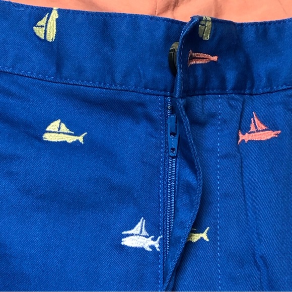 Columbia PFG Sailfish Shorts 36 Blue with Peach, Yellow Sailfish Zip Button Fly - Picture 2 of 10